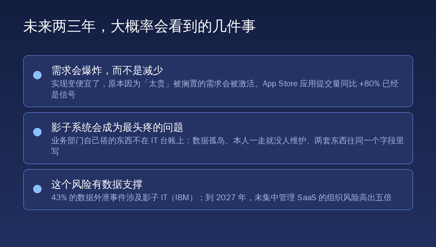 未来两三年可能发生的三件事:需求爆炸、影子系统、以及它带来的治理压力