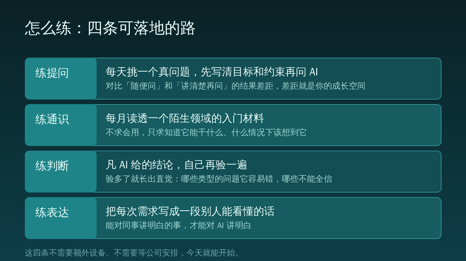 怎么练：练提问、练通识、练判断、练表达四条可落地的路